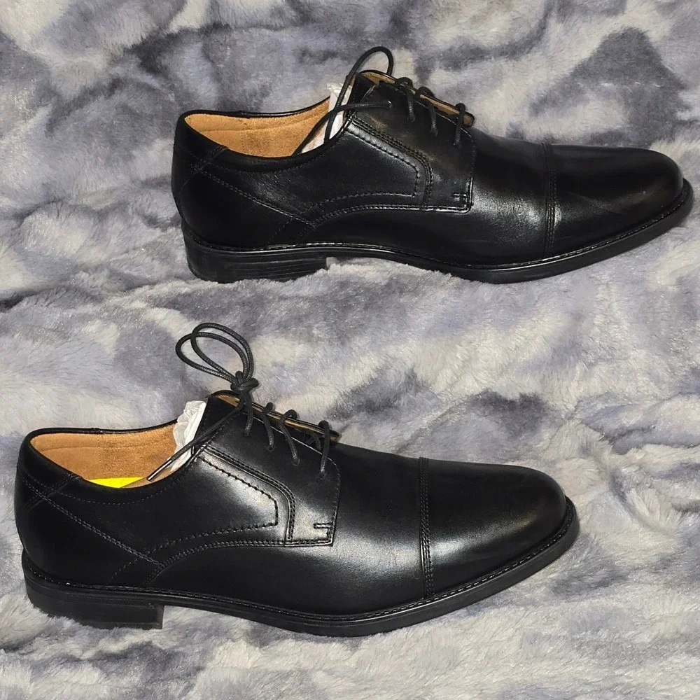 NWB Florsheim Mens 10 D Black Leather Center Cap‎ Toe Oxford  display picture 1